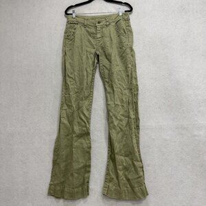Pure Color Pants Womens 28 Green Bamboo Twill Bootcut Casual Mid Rise Pockets